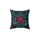 Teal Roses Gothic Inspired Autumn Square Pillow! Halloween! Fall Vibes!