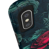 Stained Glass Teal and Roses Gothic Inspired Halloween Tough Phone Cases! Fall Vibes!