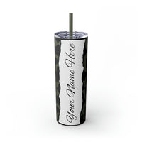 Custom Personalized Cow Printed Skinny Tumbler with Straw, 20oz! Multiple Colors!