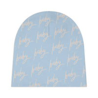 Dusty Blue Baby Beanie in Cursive! Free Shipping! Great for Gifting!