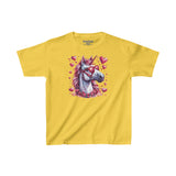 Valentines Day Pink Unicorn Horse With Sunglasses Hearts Kids Heavy Cotton Tee! Foxy Kids! Free Shipping!