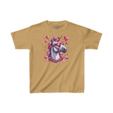 Valentines Day Pink Unicorn Horse With Sunglasses Hearts Kids Heavy Cotton Tee! Foxy Kids! Free Shipping!