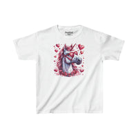 Valentines Day Pink Unicorn Horse With Sunglasses Hearts Kids Heavy Cotton Tee! Foxy Kids! Free Shipping!