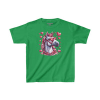 Valentines Day Pink Unicorn Horse With Sunglasses Hearts Kids Heavy Cotton Tee! Foxy Kids! Free Shipping!