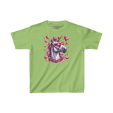 Valentines Day Pink Unicorn Horse With Sunglasses Hearts Kids Heavy Cotton Tee! Foxy Kids! Free Shipping!