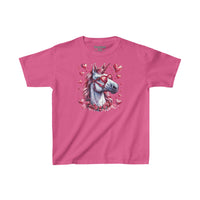 Valentines Day Pink Unicorn Horse With Sunglasses Hearts Kids Heavy Cotton Tee! Foxy Kids! Free Shipping!