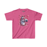 Valentines Day Pink Unicorn Horse With Sunglasses Hearts Kids Heavy Cotton Tee! Foxy Kids! Free Shipping!