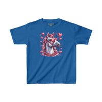 Valentines Day Pink Unicorn Horse With Sunglasses Hearts Kids Heavy Cotton Tee! Foxy Kids! Free Shipping!