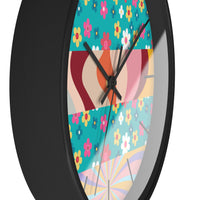 Groovy Floral Quilt in Teal and Pink Print Wall Clock! Perfect For Gifting! Free Shipping!!! 3 Colors Available!