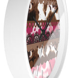 Western Pink Cow Print Wall Clock! Perfect For Gifting! Free Shipping!!! 3 Colors Available!