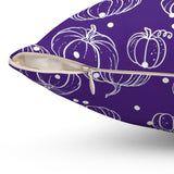 Dark Purple and White Polka Dot Pumpkin Square Pillow! Halloween! Fall Vibes!