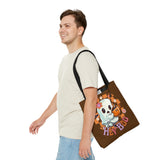 Hey Boo Happy Little Ghost Halloween Fall Vibes Tote Bag!