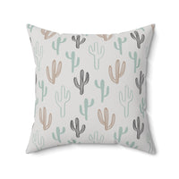 Western/Boho Grey Botanical Cactus Square Pillow!