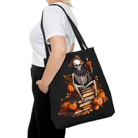 Pirate Skeleton Spooky Book Stack Halloween Fall Vibes Tote Bag!