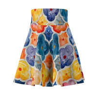 Boho Watercolor Paper Flower Women's Skater Skirt! Free Shipping!