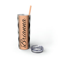 Custom Name Black and White Aztec Printed Skinny Tumbler with Straw, 20oz! Multiple Colors!