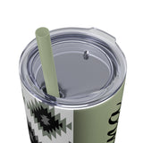 Custom Name Black and White Aztec Printed Skinny Tumbler with Straw, 20oz! Multiple Colors!