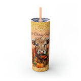 Not Today Heifer Highlander Cow Fall Vibes Skinny Tumbler with Straw, 20oz! Multiple Colors!