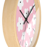 Retro Pastel Pink Florals Print Wall Clock! Perfect For Gifting! Free Shipping!!! 3 Colors Available!
