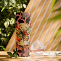 Your So Golden Butterfly Cow Printed Skinny Tumbler with Straw, 20oz! Multiple Colors!