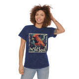 Wild Soul Red Bird Stamp Distressed Unisex Mineral Wash T-Shirt! New Colors! Free Shipping!!!