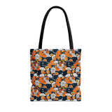 Navy Blue and Orange Florals Fall Vibes Tote Bag!