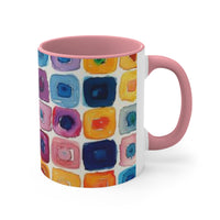 Boho Watercolor Tiles Accent Coffee Mug, 11oz! Free Shipping! Great For Gifting! Lead and BPA Free!