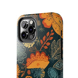 Fall Florals Navy Blue and Orange Tough Phone Cases! Fall Vibes!