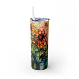 Alcohol Ink Sunflower Skinny Tumbler with Straw, 20oz!
