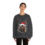 1 Deer Paint Splatter Santa Hat Christmas Edition Unisex Heavy Blend Crewneck Sweatshirt!