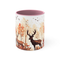 Autumn Orange and Black Deer and Doe Antler Forest Accent Coffee Mug, 11oz! Multiple Colors Available! Fall Vibes!