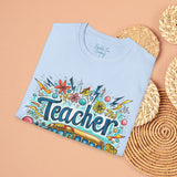 The Teacher Floral School Bus Unisex Graphic Tees! All New Heather Colors!!! Free Shipping!!! Back To School!