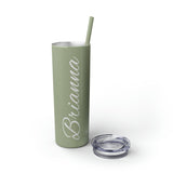 Custom Name Personalized Tumblers Skinny Tumbler with Straw, 20oz! Cursive Writing Option!