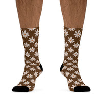 Brown Daisy Unisex Eco Friendly Recycled Poly Socks!!! Free Shipping!!! 58% Recycled Materials!