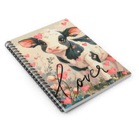 Valentines Day Lover Floral Pink Cow Spiral Notebook - Ruled Line! Perfect For Gifting!