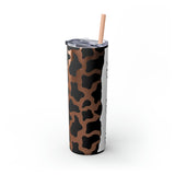 Custom Personalized Cow Printed Skinny Tumbler with Straw, 20oz! Multiple Colors!