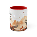 Autumn Orange and Black Deer Antler Forest Accent Coffee Mug, 11oz! Multiple Colors Available! Fall Vibes!