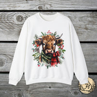 1 Highlander Cow Christmas Edition Unisex Heavy Blend Crewneck Sweatshirt!