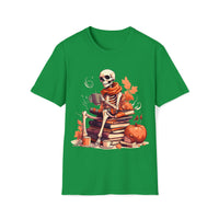 Halloween Vintage Skeleton Coffee and Books Unisex Graphic Tees! Fall Vibes!