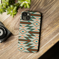 Teal and Brown Aztec Tough Cases! Cellphone Cases! Multiple Sizes Available! Apple iPhone, Samsung Galaxy, and Google Pixel devices!