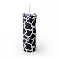 Custom Personalized Cow Printed Skinny Tumbler with Straw, 20oz! Multiple Colors!