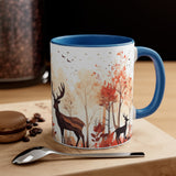 Autumn Orange and Black Deer and Doe Antler Forest Accent Coffee Mug, 11oz! Multiple Colors Available! Fall Vibes!