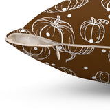 Chocolate Brown and White Polka Dot Pumpkin Square Pillow! Halloween! Fall Vibes!