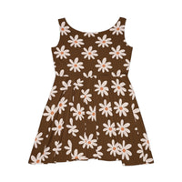 Brown Daisy's Print Women's Fit n Flare Dress! Free Shipping!!! New!!! Sun Dress! Beach Cover Up! Night Gown! So Versatile!