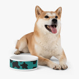 Black and Teal Blue Cow Print Pet Bowl! Foxy Pets! Free Shipping!!!