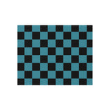 Teal Checkered Non Slip Outdoor Rug! Chenille Fabric! Free Shipping!