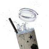 Western/Boho Smoke Grey Boots and Tin Stars Neutrals Skinny Tumbler with Straw, 20oz!