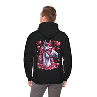 Pink Unicorn With Sunglasses Back Designs Unisex Heavy Blend Hooded Sweatshirt! Free Shipping!!!