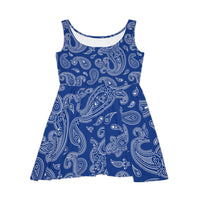 Western Navy Blue and White Bandana Print Women's Fit n Flare Dress! Free Shipping!!! New!!! Sun Dress! Beach Cover Up! Night Gown! So Versatile!