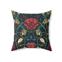 Stained Glass Roses and Vines Autumn Square Pillow! Halloween! Fall Vibes!